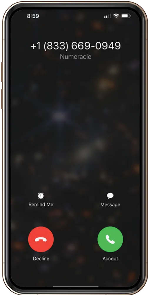 Numeracle branded call on iOS 16 via T-Mobile
